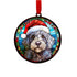 Labradoodle Grey in Santa Hat Suncatcher Decoration